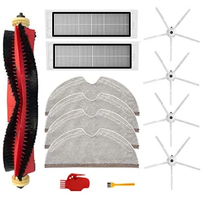 Afbeelding van 13 Stks Kit voor Xiaomi Roborock S6 S60 S65 S5 MAX MAXV Pure Stofzuiger Accessoires, 1 Roller Borstels, 2 Filters, 4 Mop Doeken, Zijborstels, Reinigingsgereedschap (Wit)
