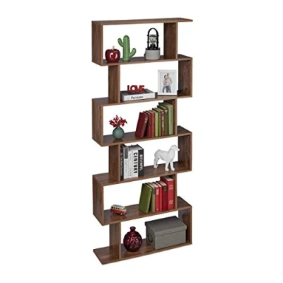 Afbeelding van Relaxdays boekenkast, 6 etages, HBD: 190,5x80x23 cm, modern design, houtlook, staand rek, voor woonkamer of bureau