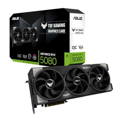 Afbeelding van ASUS TUF GAMING NVIDIA GeForce RTX 5080 O16G Videokaart 16GB GDDR7 PCIe 5.0 2x HDMI 2.1b 3x DisplayPort 2.1a