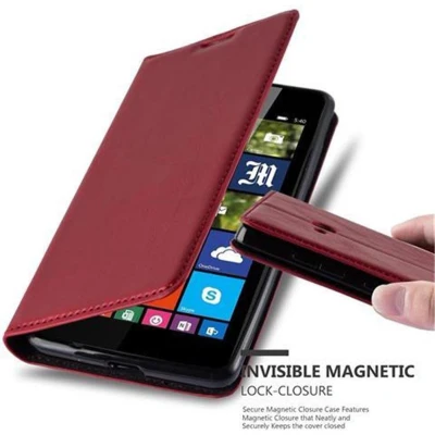 Afbeelding van Cadorabo Hoesje geschikt voor Nokia Lumia 540 in APPEL ROOD Beschermhoes met magnetische sluiting, standfunctie en kaartvakje Book Case Cover Etui