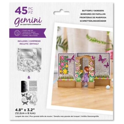 Afbeelding van Gemini Clearstamp&amp;Snijmal set 3D Scene Builders Butterfly Borders