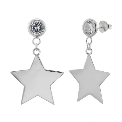 Afbeelding van Oorbellen zilver oorstekers Zilveren met hanger, kristal ster