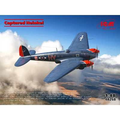 Afbeelding van 1:48 ICM 48268 Heinkel He 111 Captured Luftwaffe in USAAF Service Propellervliegtuig Plastic Modelbouwpakket