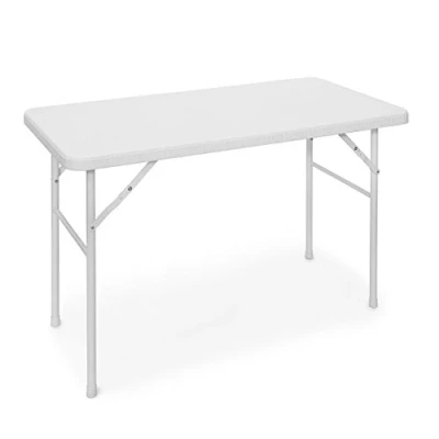 Afbeelding van Relaxdays tuintafel rotanlook opklapbare bijzettafel eettafel tuin campingtafel rond Wit, Rechthoekig