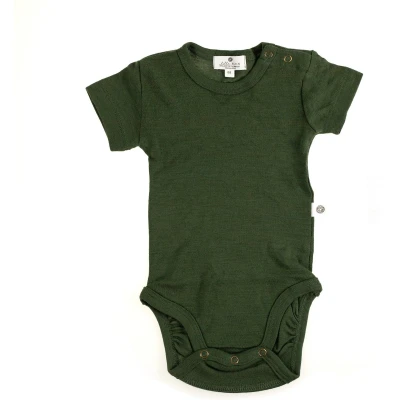 Afbeelding van Wollen Romper korte mouw Merinowol Rifle Green 68 6 tot 9 maanden