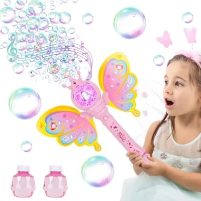 Afbeelding van Weinsamkeit Bellenblaasmachine met licht, muziek voor kinderen van 3 tot 8 jaar, bellenblaasstaaf, speelgoed meisjes, cadeaus vanaf 3, 4, 5, 6, 7, kinderen, roze