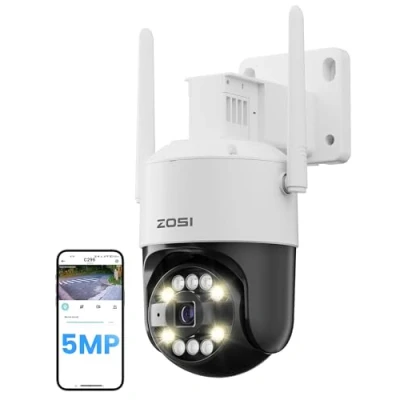 Afbeelding van ZOSI 3K Wi Fi 6 Buiten Bewakingscamera met 360 Pan &amp; Tilt, 2,4 GHz WLAN Camera voor AI Mens/Voertuig/Dier Detectie, 2 Weg Audio, Kleuren Nachtzicht, C296