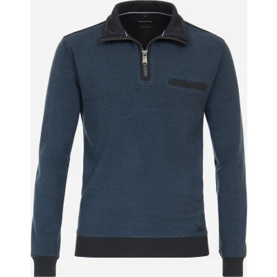 Afbeelding van Casa Moda Halfzip Trui Mid Blauw maat 4XL Heren Schipperstrui met Regular fit Pasvorm Katoen