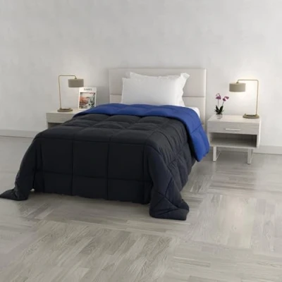 Afbeelding van Italian Bed Linen Elegante winterdekbed, microvezel, donkerblauw/koningsblauw, 220 x 260 cm