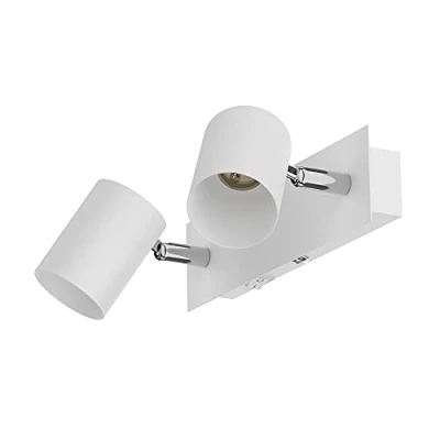 Afbeelding van ledscom.de Wandlamp WAIKA, 2 vlam, schakelaar, wit mat, hoekig, 2x GU10 max. 60W, wandlamp, wandspot, leeslamp, bedlamp, nachtlampje, leeslampje
