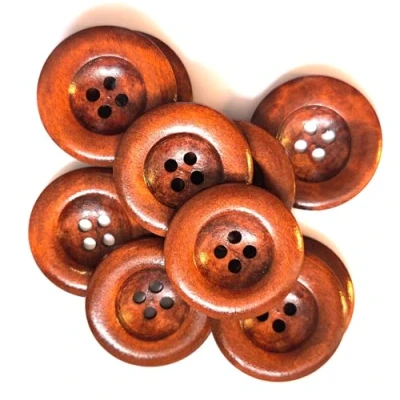 Afbeelding van CansyY 10 stuks edele houten knopen 35 mm rond 4 gaten knop bruin gelazuurde gaats mantelknopen jasknopen voor knutselen naaien