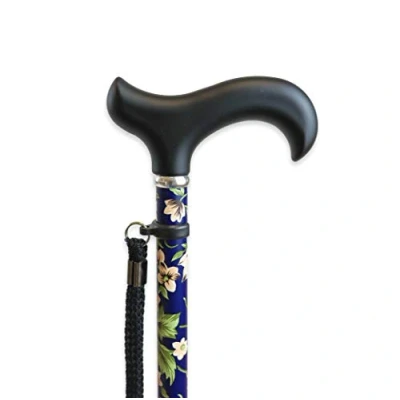 Afbeelding van KMINA PRO Wandelstok, Wandelstokken Verstelbaar in Hoogte, Heren, Loopstok Ouderen, Wandelstok voor Vrouwen, Telescopisch, Blauwe Bloemen.