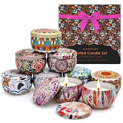 Afbeelding van YMing Geurkaarsen, geschenken voor vrouwen, 9 pack 83 ml geurkaarsen uit natuurlijke sojawas, brandt 15 20 uur, aromatherapiegeschenken haar, geschikt verjaardag, Valentijn, jubileum, Moederdag, kerstmis, reis