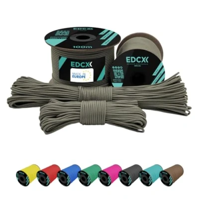 Afbeelding van EdcX 2 mm nylon paracord 275 (15, 30, 50 en 100 m) 100% touw, 3 strengen koord, in vele kleuren (donkergrijs, 30