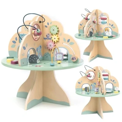 Afbeelding van Mamabrum Kinderopleidingstafel 12 m+, multifunctionele boom: motorische lus, vormsorter, telraam, educatief speelgoed voor handmatige en zintuiglijke ontwikkeling, creatief plezier