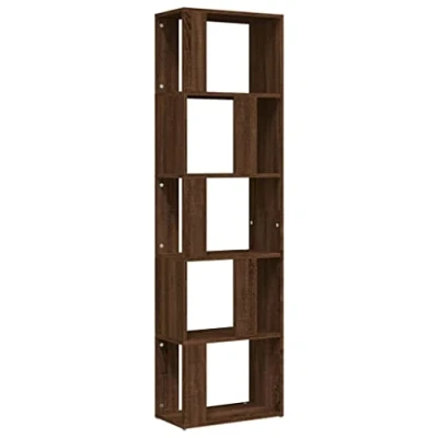 Afbeelding van vidaXL Boekenkast 45x24x160 cm bewerkt hout bruin eikenkleur, boekenschap, kamerscherm, opbergkast, boekenstandaard, kast, ruimteverdeler, kantoorkast