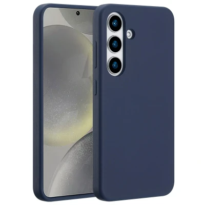 Afbeelding van Samsung Galaxy S25 MagSafe Hoesje Siliconen en TPU (zacht) Accezz Softcase/Backcover Donkerblauw Telefoonhoesje