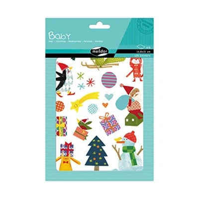 Afbeelding van Maildor AE032O babystickers (met 6 vellen in formaat DIN A5, 14, 8 x 21 cm, ideaal voor kinderen vanaf 2 jaar, Kerstmis), 1 verpakking