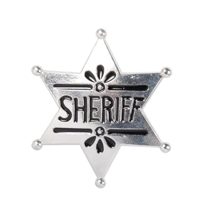 Afbeelding van P&#039;TIT Clown 70108 Sheriff ster, Marshal Cowboy kostuumaccessoires Farwest, Western Carnaval, Halloween, cosplay, kostuumfeesten, thema evenementen metaal, 5 x cm