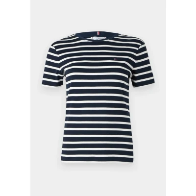 Afbeelding van Tommy Hilfiger SLIM CODY Tshirt basic, Dames, Maat: XXS, Dark night navy/ecru