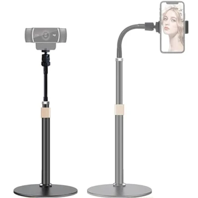 Afbeelding van Etucro Webcam standaard, telefoonhouder, uitbreidingstype, bureaustandaard, flexibele zwanenhals, videostandaard, camerahouder voor mobiele telefoons, Logitech C922 C930e C920S C920 enz. (1/4 inch schroefdraad)