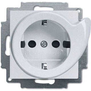 Afbeelding van Abb busch jaeger wandcontactdoos ra kv centraalplaat uitwerp inbouw f aluzilver 2cka002013a5417