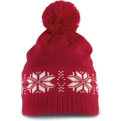 Afbeelding van K up Gebreide kerstmuts met sterren KP540 Cherry Red