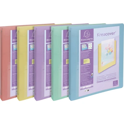 Afbeelding van Ringmap met 4 ringen Kreacover Pastel 15 stuks assorti Exacompta