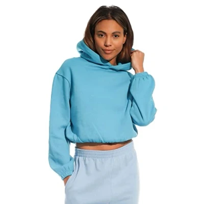 Afbeelding van Light &amp; Shade LSLSWT021 Dames Cropped Hooded Top, Teal, Medium