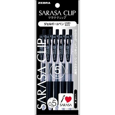 Afbeelding van Zebra Sarasa gelpen met clip, zwart, 0,5 mm, 5 stuks, P JJ15 BK5