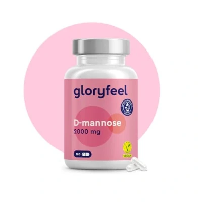 Afbeelding van gloryfeel D Mannose capsules hooggedoseerd 2000 mg pure per dagelijkse portie 180 van plantaardige oorsprong 100% veganistisch, laboratorium getest en zonder toevoegingen, geproduceerd in Duitsland