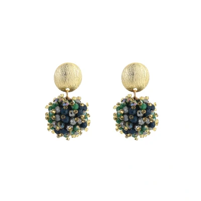 Afbeelding van Oorbellen Crystal Bomb Facet Kralen Beads Sparkling Feestdagen Luxe Trending Party Goudkleurig Green Mix