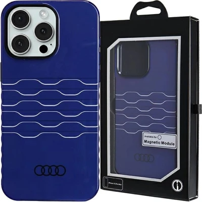 Afbeelding van Audi IML Grille Pattern Back Case (MagSafe Compatible) Geschikt voor Apple iPhone 15 Pro Max (6.7&quot;) Blauw