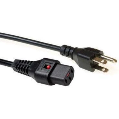 Afbeelding van Iec Lock 230V aansluitkabel USA male C13 afsluitbaar 2,00 m (2 m), Stroomkabel