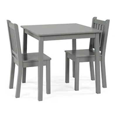 Afbeelding van Humble Crew set met houten vierkante tafel en 2 stoelen voor kinderen, grijs