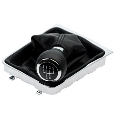 Afbeelding van L &amp; P A261 2 Versnellingszak Schakelmanchet Zwart Versnellingspook 5 versnellingen 12 mm compatibel met VW Passat 3C B6 3C2 3C5 Bj. 2005 2011 Frame Complete Set Knop als Plug Play reserveonderdeel
