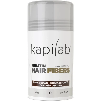 Afbeelding van Kapilab Hair Fibers Donkerbruin Keratine haarvezels verbergen haaruitval Direct voller haar 100% natuurlijk 14 gram