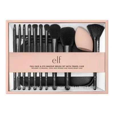 Afbeelding van e.l.f. Full Face &amp; Eye make up Brush Set, 11 upkwasten van foundation tot bronzer, oogschaduw meer, veganistisch en dierproefvrij