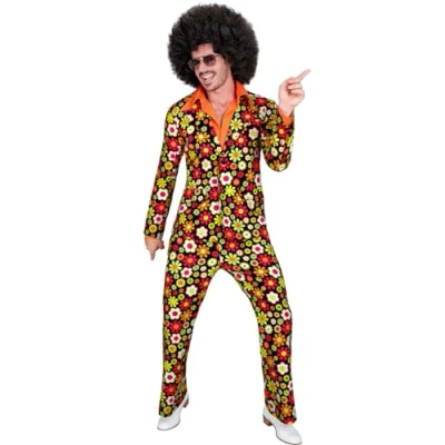 Afbeelding van Widmann Hippie Kostuum Super 60s Flower Dance 2delig Man Multicolor Small Carnavalskleding Verkleedkleding