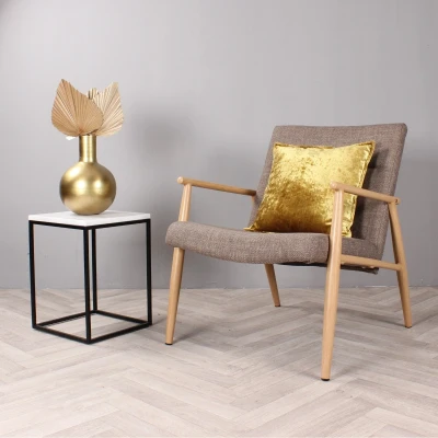 Afbeelding van DS4U Daniel fauteuil houten frame bruin Stof