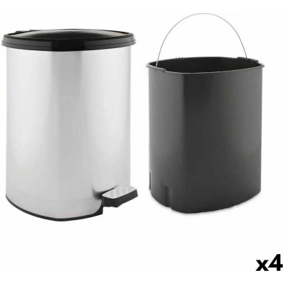Afbeelding van Pedaalemmer Zilverkleurig Plastic 20 L (4 Stuks)