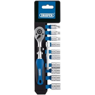 Afbeelding van Draper Tools Metrische doppen en ratel set 1/4&#039;&#039; 12 delig 16369