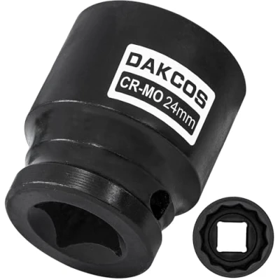 Afbeelding van DAKCOS 1/2 &quot;Drive 24mm Socket 12 Ponit Slagmoersleutel Aandrijfas Tool Stopcontact, CR MO