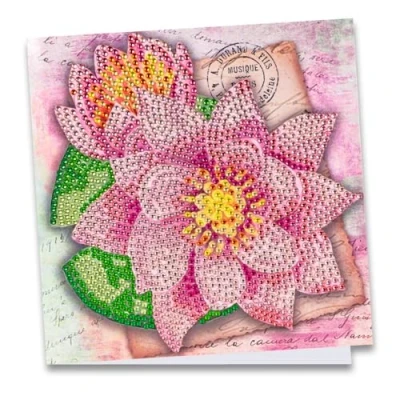 Afbeelding van Ideeën Mit Herz Diamond painting wenskaart, strass editie, 16 x cm, 370 g/m², inclusief stenen, envelop en gereedschap (lotusbloemen)
