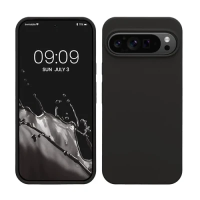Afbeelding van kwmobile telefoonhoesje geschikt voor Google Pixel 9 Pro XL Hoesje met siliconen coating Smartphone case in mat zwart