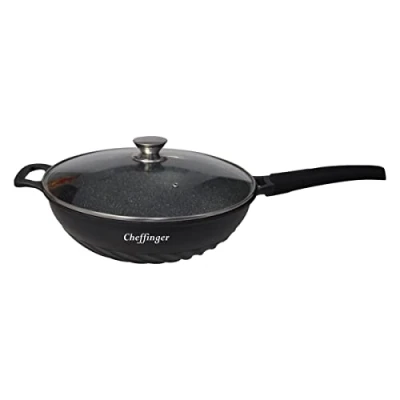 Afbeelding van Cheffinger Luxe Wokpan XL met Deksel 32cm Inductie