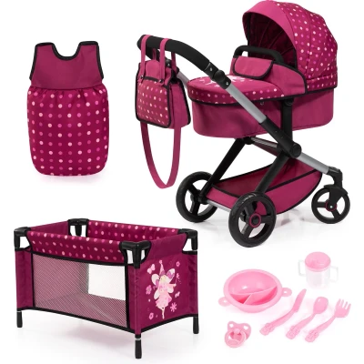 Afbeelding van Bayer Design 17067AB Poppenwagen XEO set, verstelbaar duwstang, transformeerbaar als jogger, tas, bed, poppenaccessoires