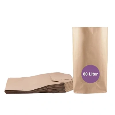 Afbeelding van ZURAS® 25 stuks papieren afvalzakken van 80 l biologische voor biotbak papier, natte en scheurvaste zakken
