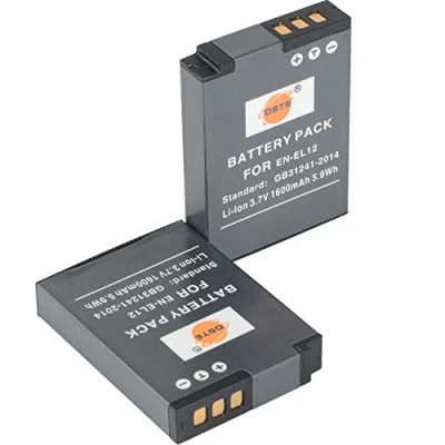 Afbeelding van DSTE 2 pack EN EL12 ENEL12 vervangende batterij compatibel met Nikon Coolpix S6200 S6300 S9100 S9200 S9300 S9400 S9500 S9600 AW100 AW110s AW120s