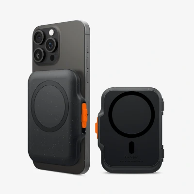 Afbeelding van Spigen TinTap MagFit+ Magnetische Kaarthouder ontworpen voor MagSafe met sluitsysteem Compatibel iPhone 15/14/13/12 modellen Wallet Zwart